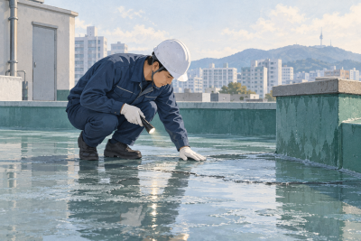 옥상누수확인 7단계와 누수탐지·수리비용 안내 관련 설명용 삽화
